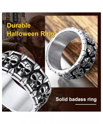 Can Engrave Men Skull Rings, Stainless Steel Statement Biker Rings, Gold Plated/Black-Send Gift Box Engrave-stainless $12.38 ...