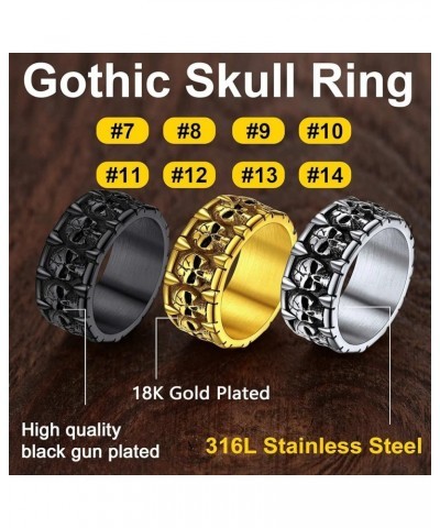 Can Engrave Men Skull Rings, Stainless Steel Statement Biker Rings, Gold Plated/Black-Send Gift Box Engrave-stainless $12.38 ...