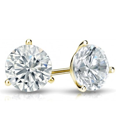 18k Gold Round Diamond Stud Earrings (1/4 to 2ct TW, White, I1-I2) 3-Prong Martini, Secure Lock Discs Yellow Gold 0.6 carats ...