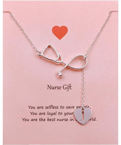 Nurse Initial Necklace Nurse Week Gifts for Women Nurse Practitioner Appreciation Graduation Gifts Stethoscope Necklace for W...