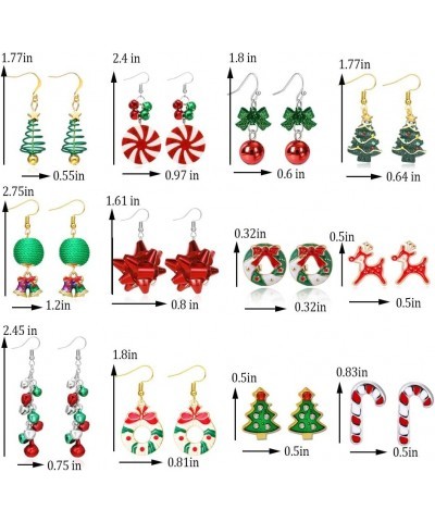 15 Pairs Christmas Stud Earrings Christmas Earrings for Women Christmas Candy Tree Bow Santa Claus Stud Earrings Xams Earring...