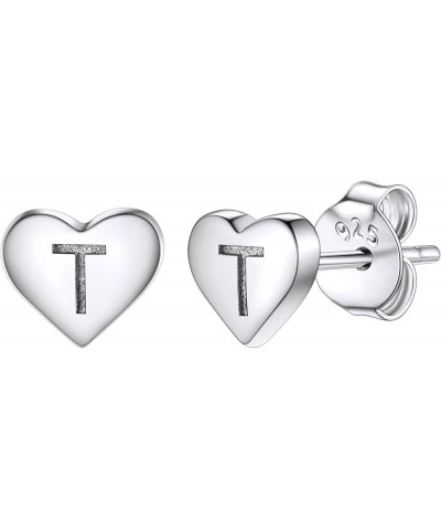 925 Sterling Silver Heart Letter Stud Earrings for Women Initial Earring for Girls with Gift Packaging T $10.06 Earrings