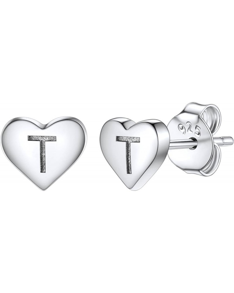 925 Sterling Silver Heart Letter Stud Earrings for Women Initial Earring for Girls with Gift Packaging T $10.06 Earrings