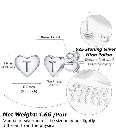 925 Sterling Silver Heart Letter Stud Earrings for Women Initial Earring for Girls with Gift Packaging T $10.06 Earrings