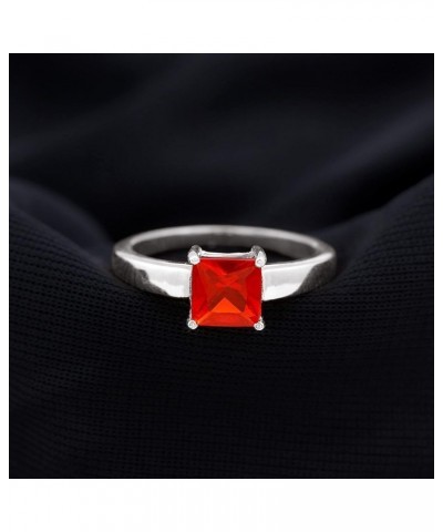 1 CT Certified Fire Opal Ring for Women, Fire Opal Solitaire Ring, Orange Fire Opal Gold Ring (6 MM Princess Cut Fire Opal) 1...