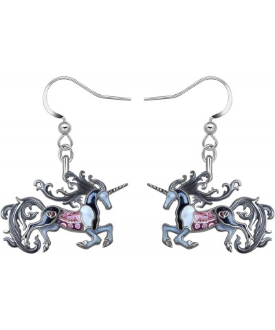 Enamel Alloy Cute Animal Unicorn Dangle Drop Earrings Novelty Horse Jewelry for Women Girls Ladies Gifts Charms Grey $9.68 Ea...