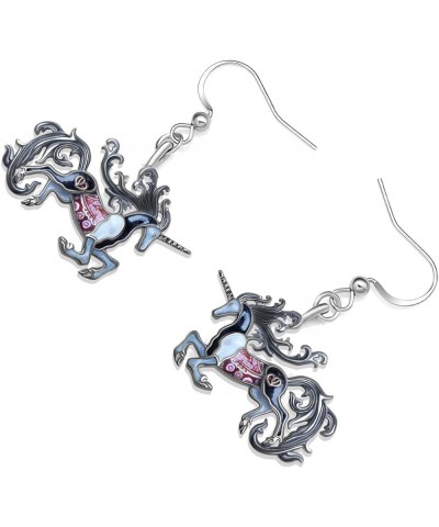 Enamel Alloy Cute Animal Unicorn Dangle Drop Earrings Novelty Horse Jewelry for Women Girls Ladies Gifts Charms Grey $9.68 Ea...