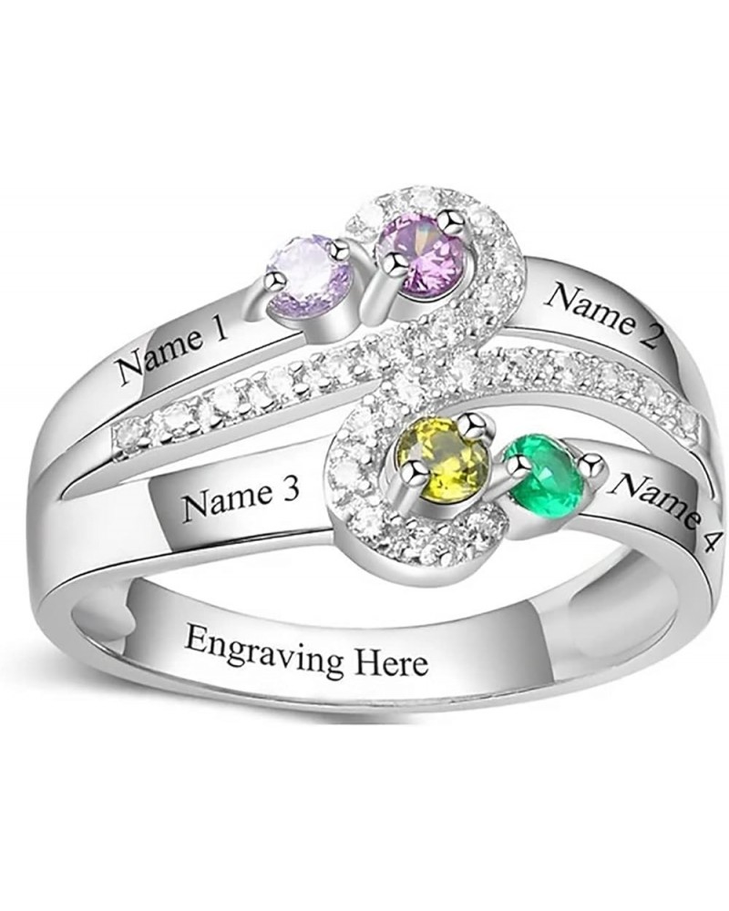 Personalized 2-5 Birthstones Ring for Women Mom Wife Girlfriend,10K 14K 18K Solid Gold Custom Birthstones Ring Bands Engraved...