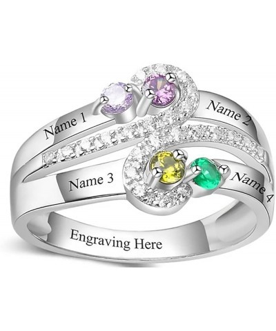 Personalized 2-5 Birthstones Ring for Women Mom Wife Girlfriend,10K 14K 18K Solid Gold Custom Birthstones Ring Bands Engraved...