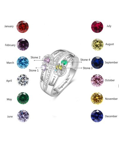 Personalized 2-5 Birthstones Ring for Women Mom Wife Girlfriend,10K 14K 18K Solid Gold Custom Birthstones Ring Bands Engraved...