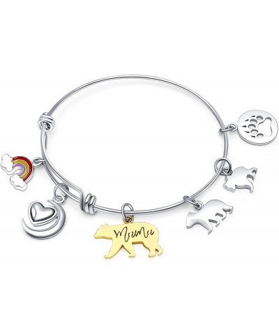 Mama Bear Charms Bracelets with 1 2 3 4 Cubs for Women Mama Bear Charms 2 Cubs $11.39 Bracelets