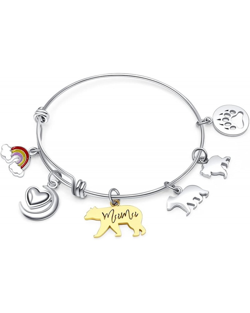 Mama Bear Charms Bracelets with 1 2 3 4 Cubs for Women Mama Bear Charms 2 Cubs $11.39 Bracelets