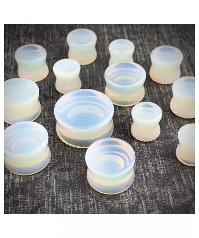 Pair of Concave Opalite Stone Double Flare Plugs (STN-672) 7/16" (11mm) $10.34 Body Jewelry