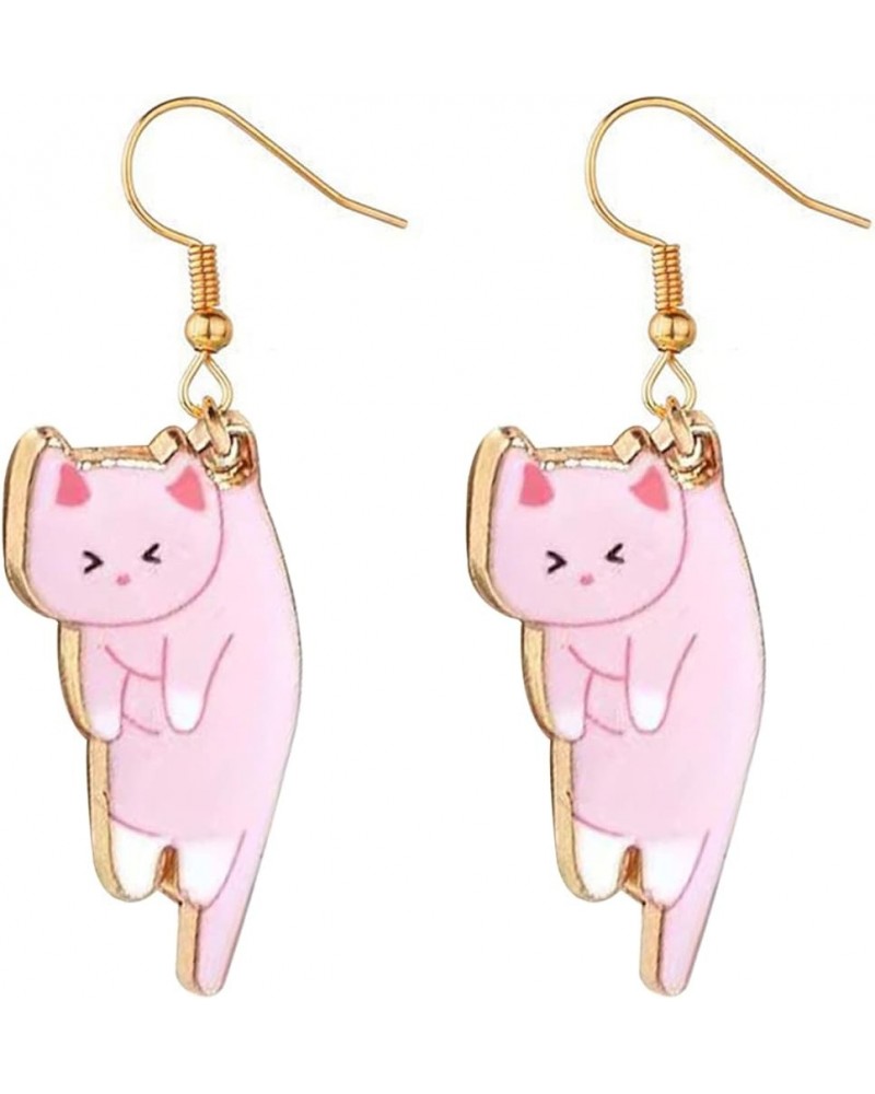 Lovely Cat Dangle Earrings, Various Cute Scruffing Cat Kitten Kitty Drop Earrings for Women Girls Jewelry Pink cat $5.82 Earr...