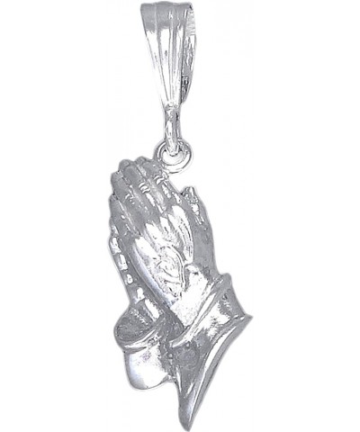 Sterling Silver Praying Hands Pendant Necklace Diamond Cut Finish. 18" Chain Without Chain $16.45 Necklaces