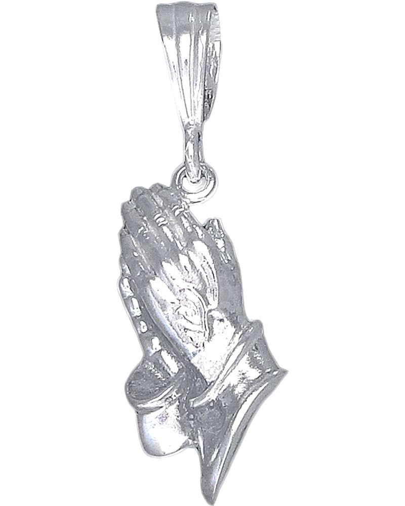 Sterling Silver Praying Hands Pendant Necklace Diamond Cut Finish. 18" Chain Without Chain $16.45 Necklaces