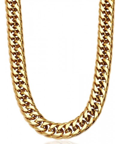 Gold Cuban Link Chain for Men 9mm 18K Gold Plated Double Cuban Curb Link Chain Necklace for Women Men diamond-cut(9mm*18") $9...