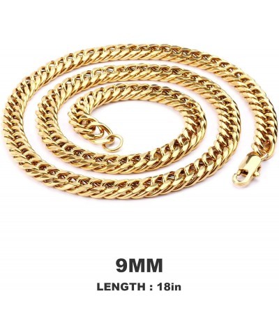 Gold Cuban Link Chain for Men 9mm 18K Gold Plated Double Cuban Curb Link Chain Necklace for Women Men diamond-cut(9mm*18") $9...