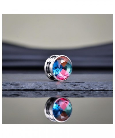 Screw Back Ear Tunnels, Stainless Steel Blue Crystal Plugs Piercing Expander Gauge Earrings. S8626G 00g(10mm) $9.49 Body Jewelry