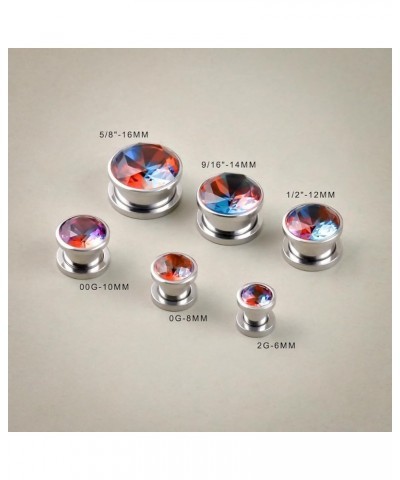 Screw Back Ear Tunnels, Stainless Steel Blue Crystal Plugs Piercing Expander Gauge Earrings. S8626G 00g(10mm) $9.49 Body Jewelry