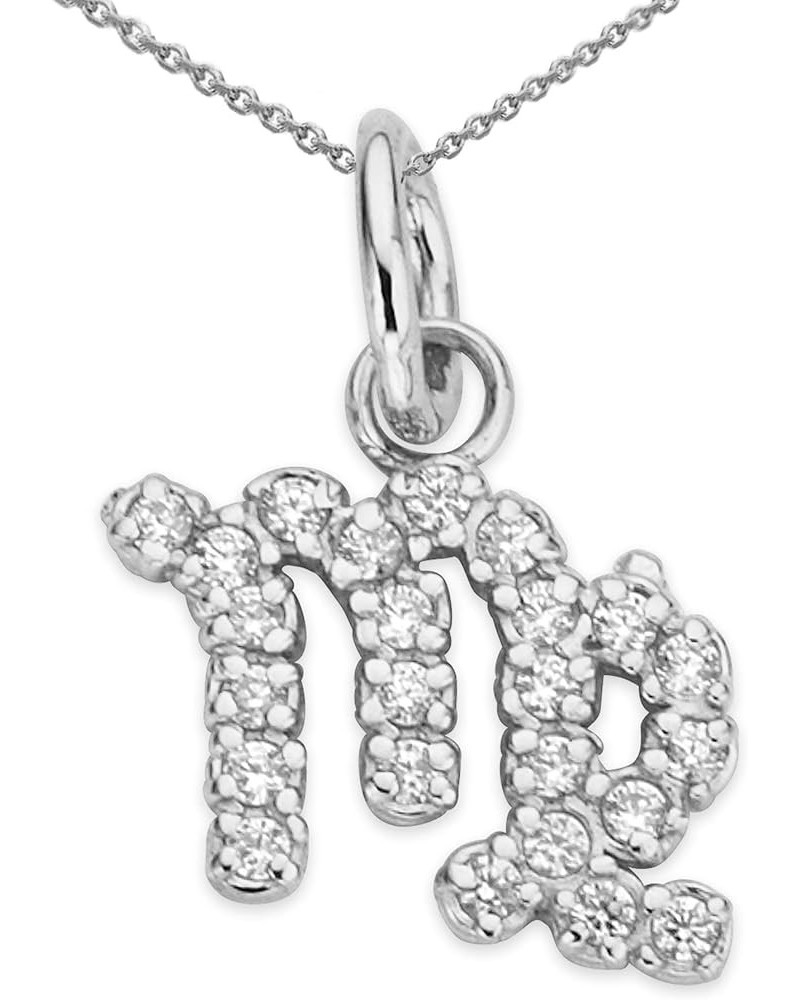 925 Solid Sterling Silver Diamond Zodiac Pendant Necklace, Round - Cut 0.14cts Dainty Diamond Charms Silver Pendant, Zodiac C...