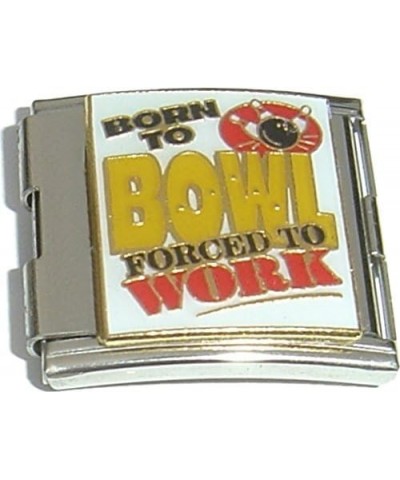 Mega Born To Bowl Forced To Work Italian Charm (18mm Double Size Charm) $8.19 Bracelets