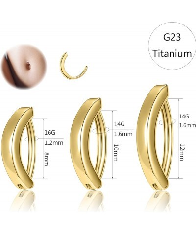 Gold/Silver/Rose Gold G23 Titanium & Stainless Steel Belly Button Rings 14G/16G Clicker Barbells Body Piercing Navel Jewelry ...