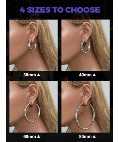 Hoop Earrings for Women Silver/Gold/Black Chunky Hoops Hypoallergenic Cubic Zirconia Earring Crystal Jewery Gifts on Valentin...