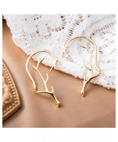 Ear Clips Earrings for Women Girls Deer Antler Ear Cuffs Non Piercing Ear Wrap Branch Ear Cuffs Earrings Silver+Gold $9.85 Ea...