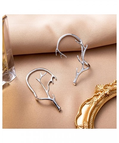 Ear Clips Earrings for Women Girls Deer Antler Ear Cuffs Non Piercing Ear Wrap Branch Ear Cuffs Earrings Silver+Gold $9.85 Ea...