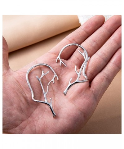 Ear Clips Earrings for Women Girls Deer Antler Ear Cuffs Non Piercing Ear Wrap Branch Ear Cuffs Earrings Silver+Gold $9.85 Ea...