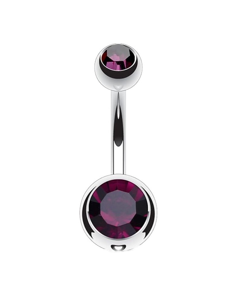 14g Double Gem Ball Belly Button Ring Grade 23 Solid Titanium L: 8mm S: 4 & 6mm Purple $10.19 Body Jewelry