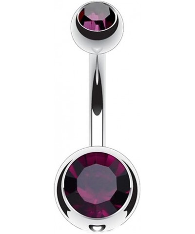 14g Double Gem Ball Belly Button Ring Grade 23 Solid Titanium L: 8mm S: 4 & 6mm Purple $10.19 Body Jewelry