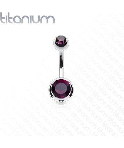 14g Double Gem Ball Belly Button Ring Grade 23 Solid Titanium L: 8mm S: 4 & 6mm Purple $10.19 Body Jewelry