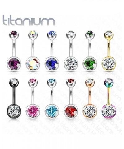 14g Double Gem Ball Belly Button Ring Grade 23 Solid Titanium L: 8mm S: 4 & 6mm Purple $10.19 Body Jewelry