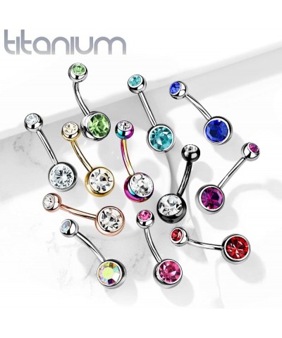 14g Double Gem Ball Belly Button Ring Grade 23 Solid Titanium L: 8mm S: 4 & 6mm Purple $10.19 Body Jewelry