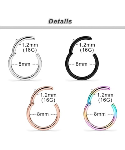 18G 16G Hinged Septum Rings Nose Rings for Women Men 316L Surgical Steel Hypoallergenic Septum Nose Hoop Ring Catilage Tragus...