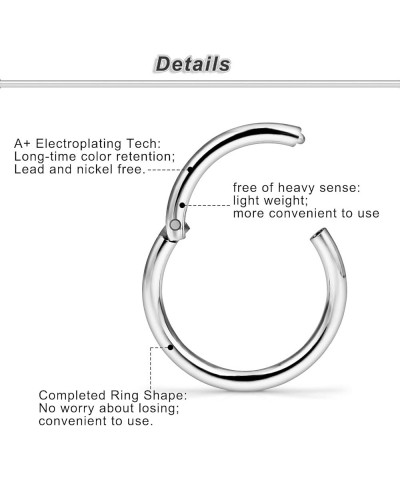 18G 16G Hinged Septum Rings Nose Rings for Women Men 316L Surgical Steel Hypoallergenic Septum Nose Hoop Ring Catilage Tragus...