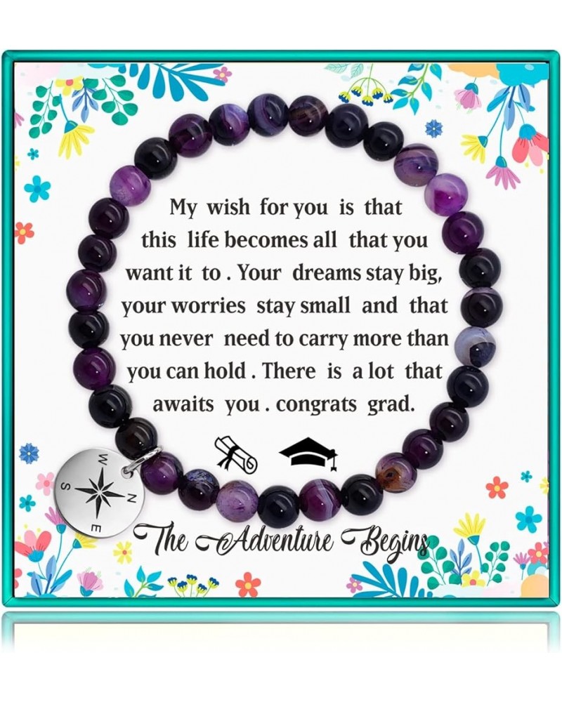 Compass Beads Farewell Bracelet Gifts,Graduation Bracelet Gifts for Her Him, 2024 Graduate College High School Inspirational ...