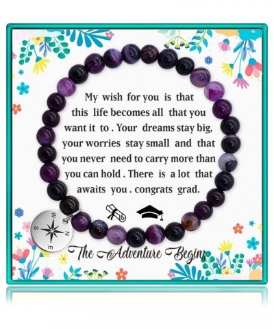 Compass Beads Farewell Bracelet Gifts,Graduation Bracelet Gifts for Her Him, 2024 Graduate College High School Inspirational ...