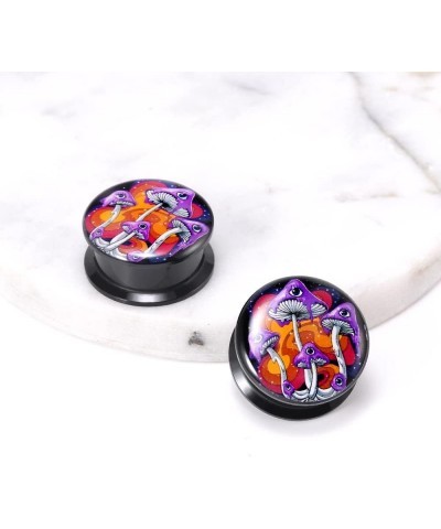 1 Pair Acrylic Solid Screw On Ear Plugs Tunnels Allergy Free 2g- 1 Inch Stretcher Steampunk Graffiti Pattern Color Painting F...