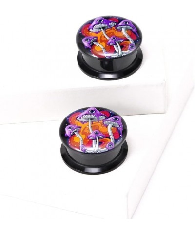 1 Pair Acrylic Solid Screw On Ear Plugs Tunnels Allergy Free 2g- 1 Inch Stretcher Steampunk Graffiti Pattern Color Painting F...