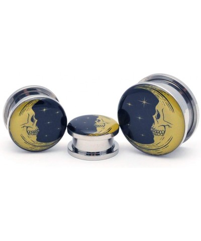 Pair of Screw on Skull Face Moon Picture Plugs 3/4" (19mm) $9.93 Body Jewelry