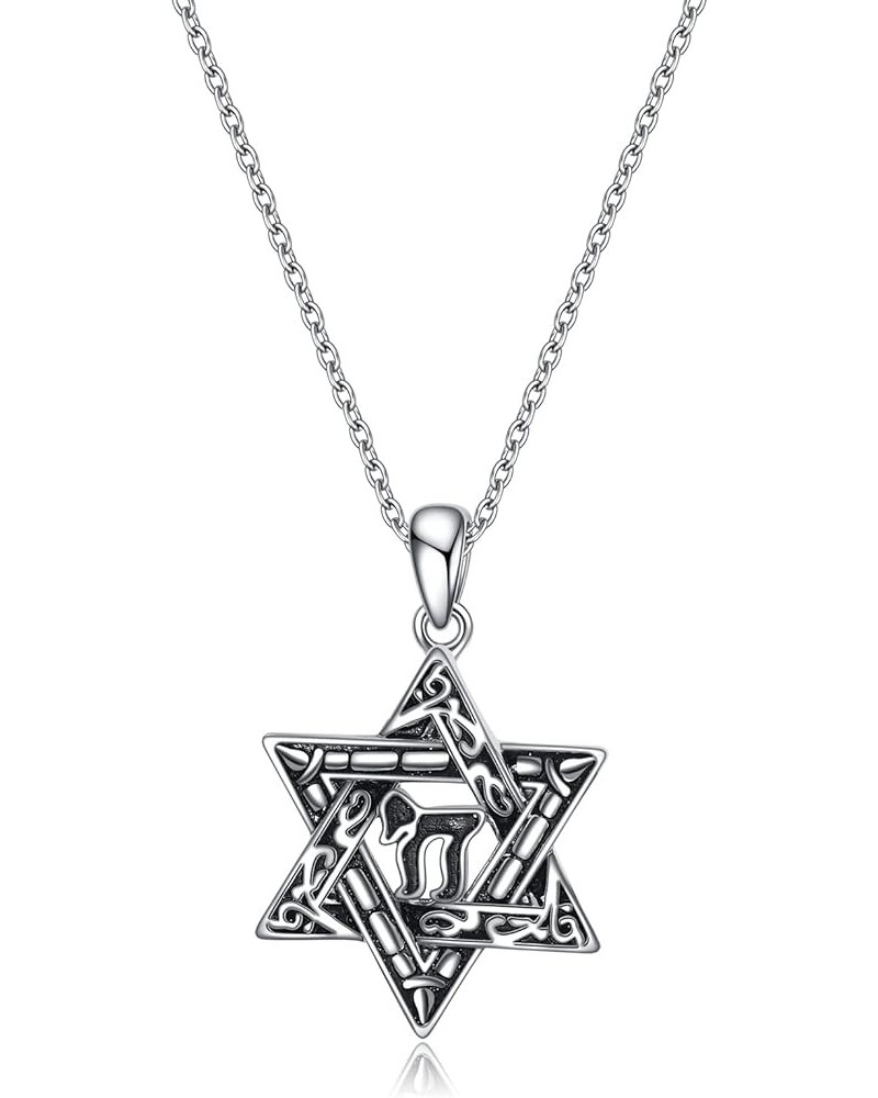 Star of David Necklace Sterling Sliver Abalone Shell Tree of Life Necklace Jewish Jewelry Gifts for Women Men chai $25.19 Nec...