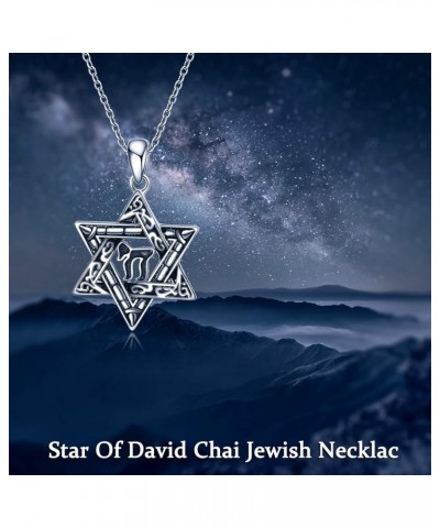 Star of David Necklace Sterling Sliver Abalone Shell Tree of Life Necklace Jewish Jewelry Gifts for Women Men chai $25.19 Nec...