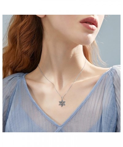 Star of David Necklace Sterling Sliver Abalone Shell Tree of Life Necklace Jewish Jewelry Gifts for Women Men chai $25.19 Nec...