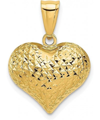 14k Yellow Gold Heart Necklace Charm Pendant Love Puffed Fine Jewelry For Women Gifts For Her $68.98 Necklaces