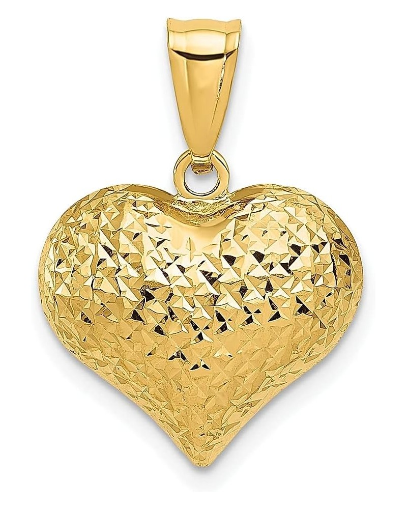 14k Yellow Gold Heart Necklace Charm Pendant Love Puffed Fine Jewelry For Women Gifts For Her $68.98 Necklaces