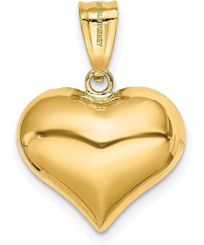 14k Yellow Gold Heart Necklace Charm Pendant Love Puffed Fine Jewelry For Women Gifts For Her $68.98 Necklaces