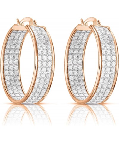 18K Gold Plated 925 Sterling Silver Cubic Zirconia Crystal Dust Round Hoop Earrings for Women & Girls Rose Gold $15.95 Earrings